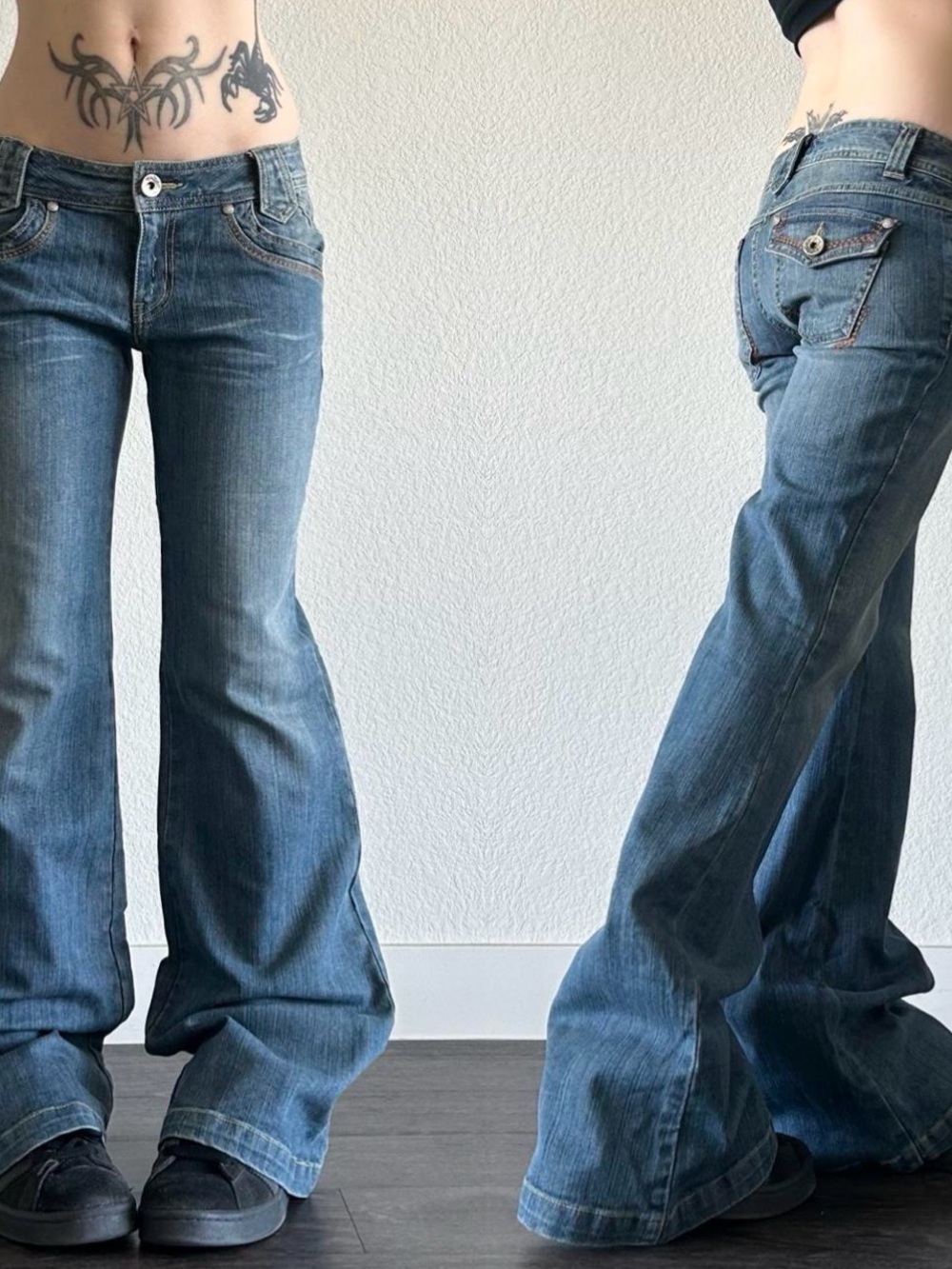 Vintage Korean Jeans Wide-Leg Flare